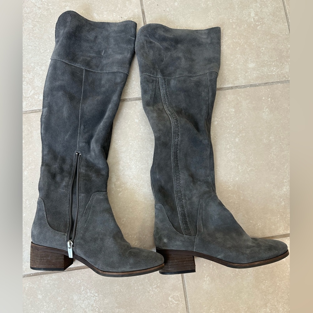 Vince Camuto Gray Suede Wide Knee Boots. Lightly worn